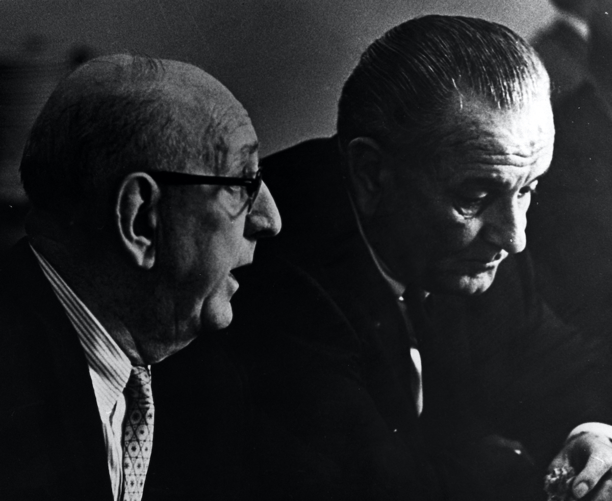 Russell and President Lyndon B. Johnson circa 1967.