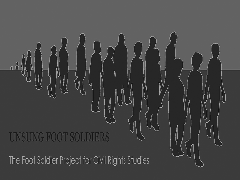 Logo image of Foot Soldier Project with people in silhouette walking