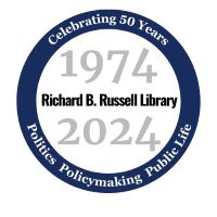 Russell Library 50th Anniversary Logo