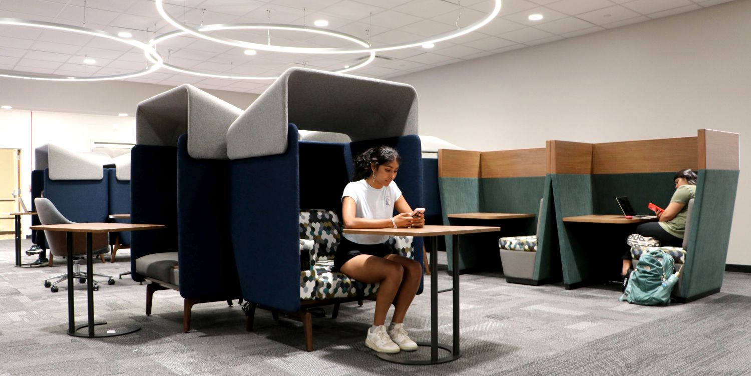 Study space on renovated 4th floor of McBay Science Library