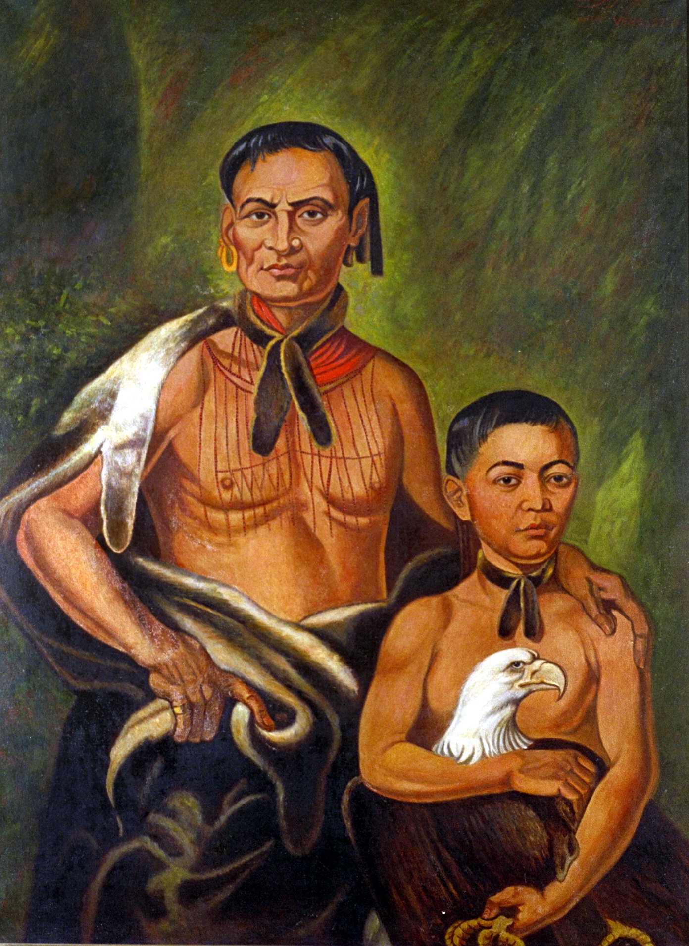 painting of native man and boy