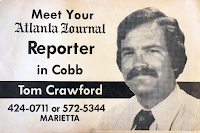 Promotional image for an open meeting Crawford held with the public while working for the Atlanta Journal
