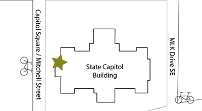 Map of the exterior of the state Capitol and surrounding streets and buildings