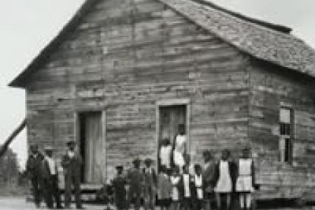 Exterior of a rural schoolhouse for Black children, photo by Horace Mann Bond